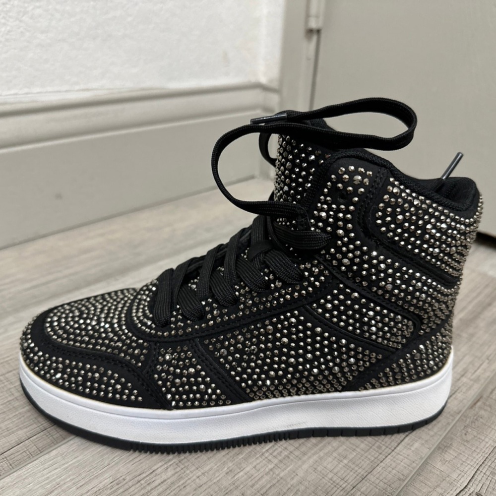 Black and Gold bling High-Top Sneakers